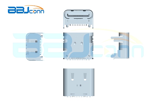 TYPE-C 16P female seat L=8.0 CH=3.18 pad height 1.60 board 4-pin plug with column terminal SMT